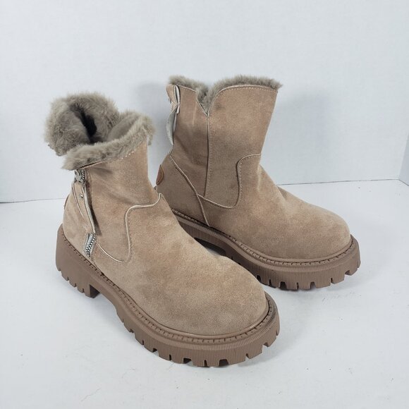 BOOTS NWOT WOMEN'S F & 8 FASHION CLASSICS FUR LINED TAN SIZE 7.5 - Picture 6 of 10